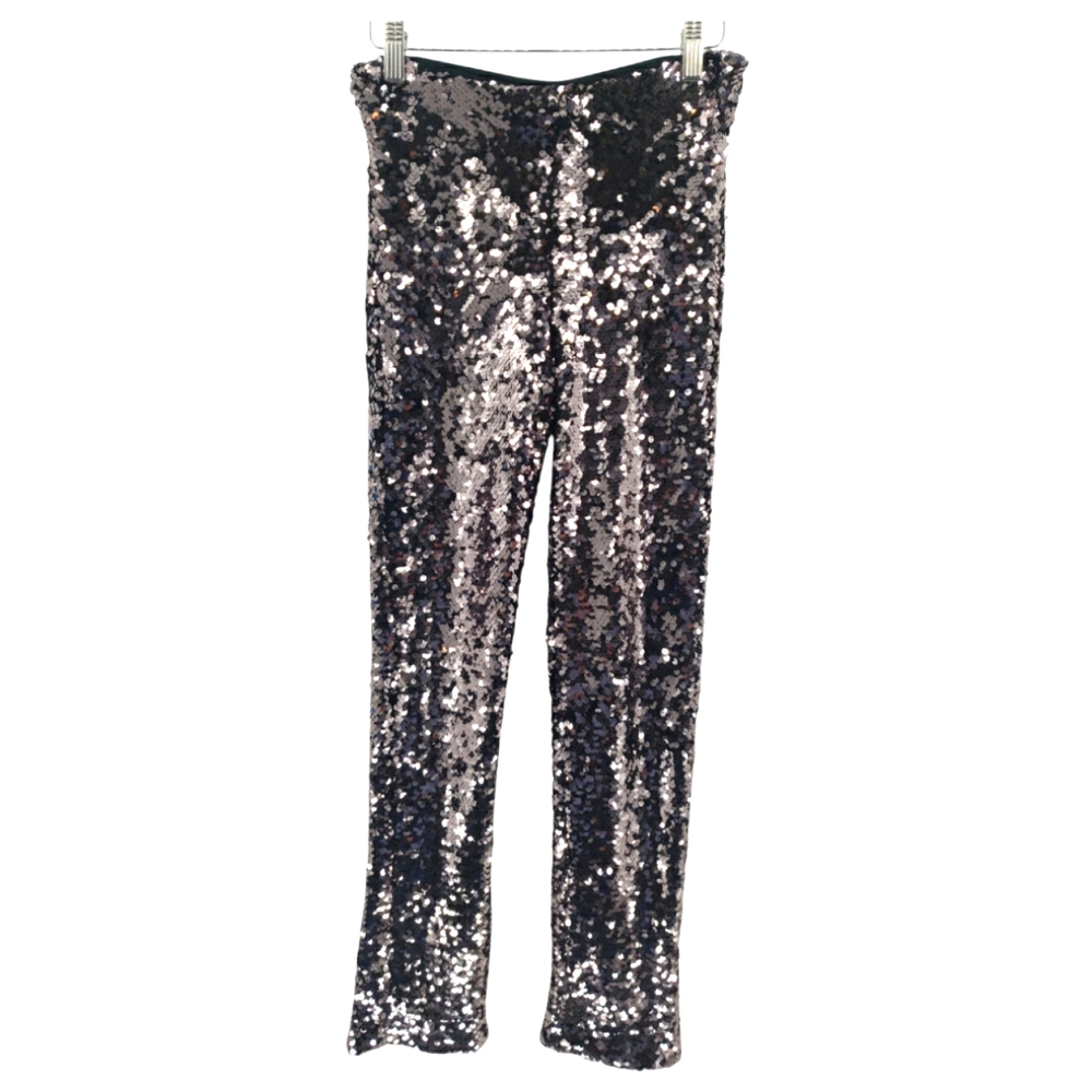 H&M Gold Label Fully Sequined Pant Size 4 Pull On Style in Mocha
